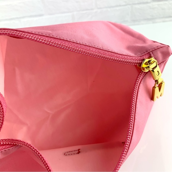 Vintage RARE Moschino Redwall Pink Nylon Zip Make Up Bag Cosmetic Pouch - Picture 11 of 12